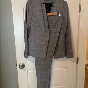 WHBM Glen Plaid Blazer and Ankle Pants